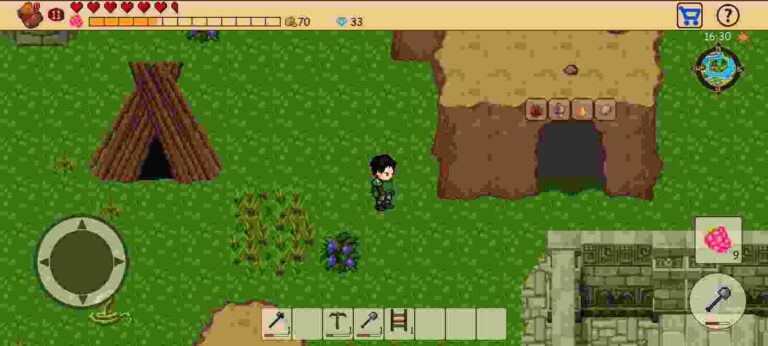 Survival RPG Open World Pixel wiki, apk, tips and tricks, base building, copper, clay, aluminium, gold, carbon, etc.