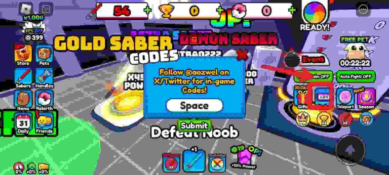 Roblox Saber Battle Simulator codes
